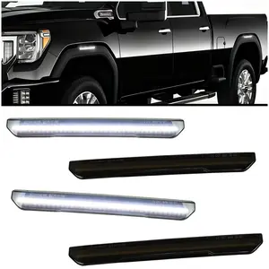 Smoked LED Side Marker Lights for 2020-2025 GMC Sierra 2500HD/3500HD - 4pc Kit White Front & Red Turn Signals | Plug & Play OEM Replacement