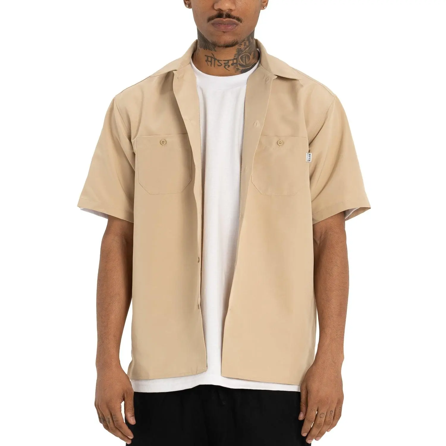 Pro Club Men's Heavyweight Short-Sleeve Classic Oversized Menswear Work Shirt with Fabric Construction and Pockets
