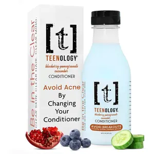 TEENOLOGY Teen Safe Conditioner to Avoid Acne - Dermatologist Recommended - No Sulfates, Parabens, or Pore-clogging Oils, Noncomedogenic, Moisturizing Haircare for Teens with Forehead or Body Acne, Hydrating Blend,  Blueberry Pomegranate Cucumber Aroma
