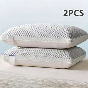 2pcs Cooling Pillows with Massage Beads, Side Sleeper Pillow, Pillows Queen Size Set Of 2 - Soft Bed Pillows for Sleeping 2pcs, Fluffy And Supportive, Hotel Quality, Back Sleepers, Suitable for Bedrooms, Dormitories, Etc.