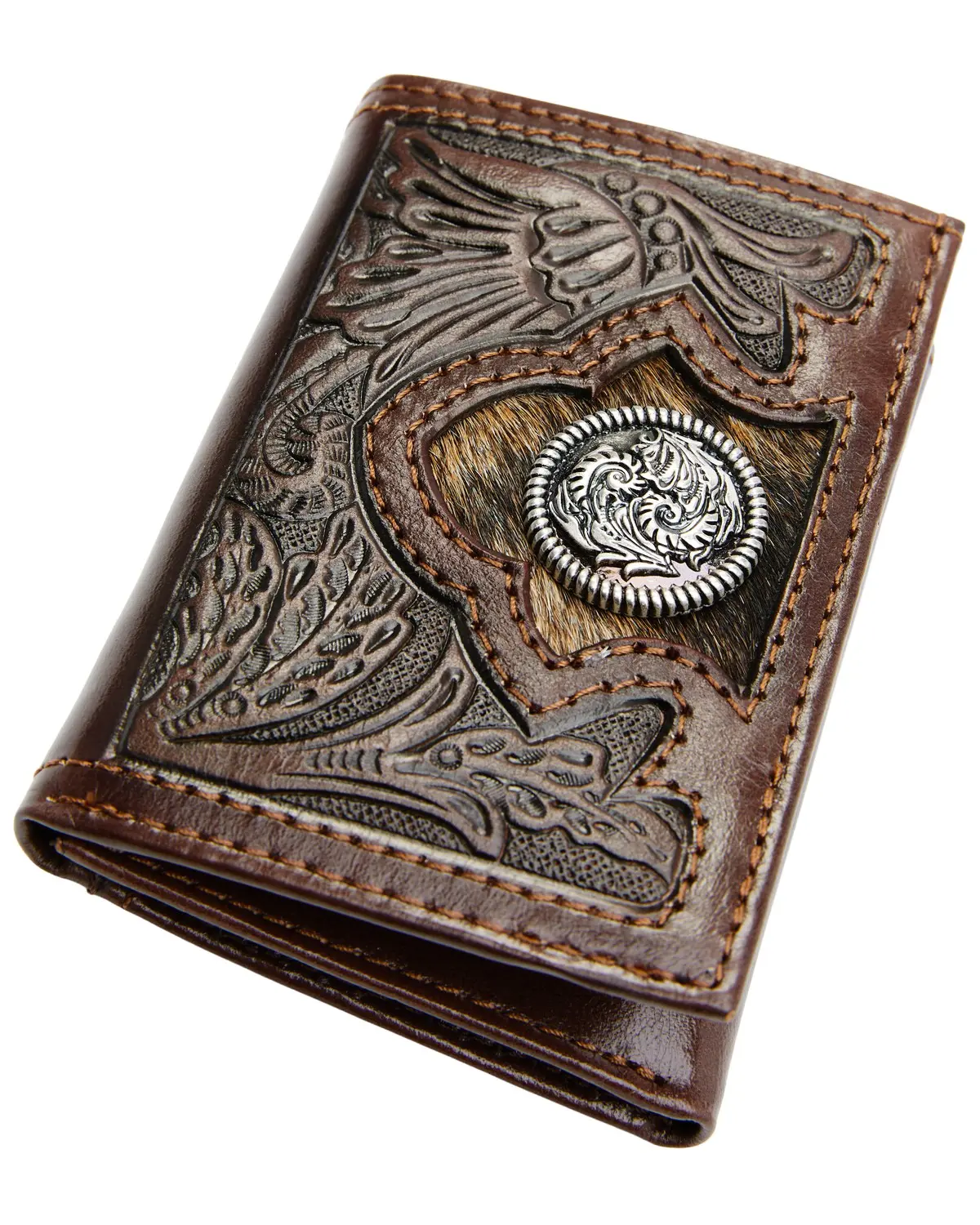 Cody James Men's Men'S Hair-On Floral Tooled Trifold Wallet - Bb2100770w3 Cody James Men's Men'S Hair-On Floral Tooled Trifold Wallet - Bb2100770w3