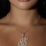Custom Script Initial Necklace | Personalized Gold or White Gold Plated CZ Pendant | Gift for Her