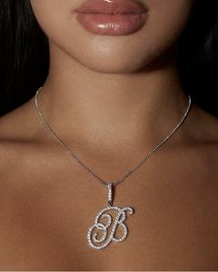 Nova Rose Custom Script Initial Necklace - Personalized Initial Necklace Pendant Jewelry Durable Brass