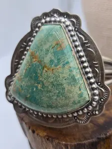 Adjustable-Fit Silver Cuff Bracelet - Royston Green Turquoise, Blue Turquoise Jewelry Accessory