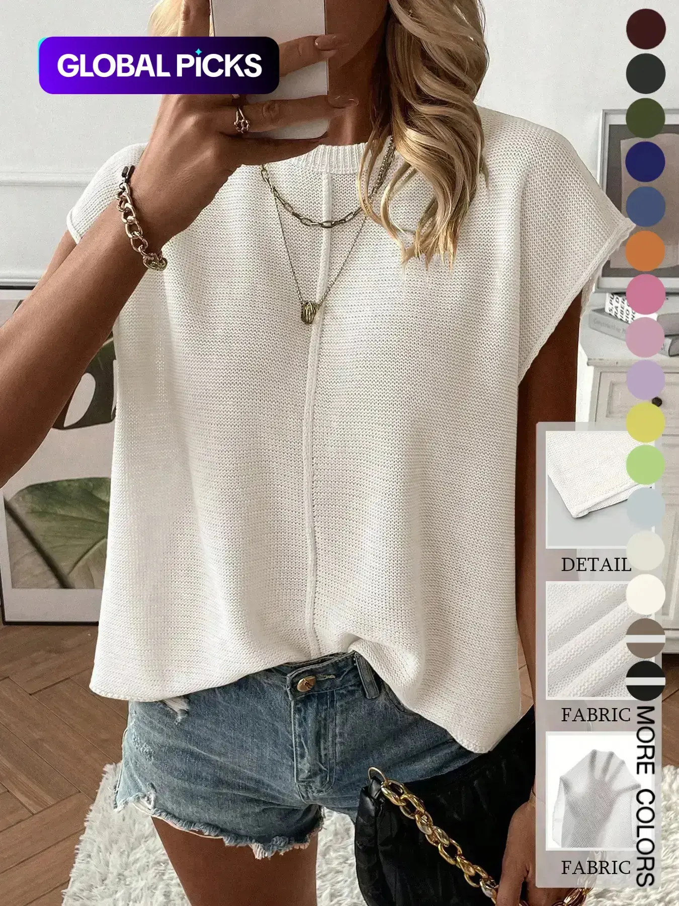 Women's Solid Color Sweater Vest, Casual Fashion Round Neck Sleeveless Knit Top for Summer, Fashion Women's Knitwear for Daily Wear