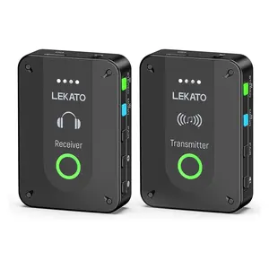LEKATO Upgraded 2.4G Wireless in Ear Monitor System MS-2 for Stage, Stereo IEM System Low Latency with Transmitter Beltpack Receiver Auto-Pairing