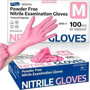3.5 Mil Nitrile Exam Gloves, 100 Count - Powder-Free Latex-Free Disposable Glove for Medical Cooking Food Prep, Pink