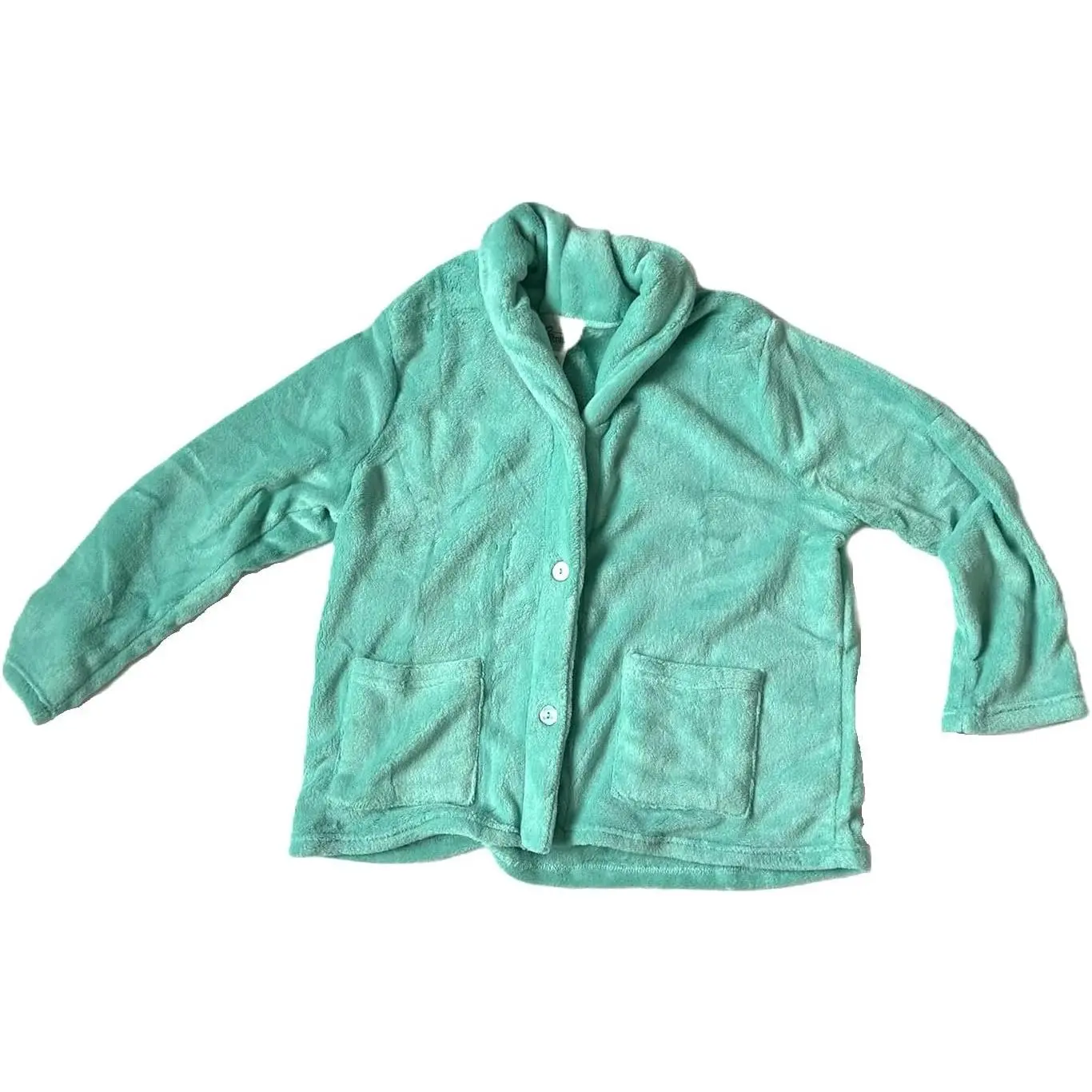 Women's AmeriMark Soft Polyester Fleece Bed Jacket - Shawl, Button-Front, Longsleeves Sweatshirt, Cozy House Coat for Lounging