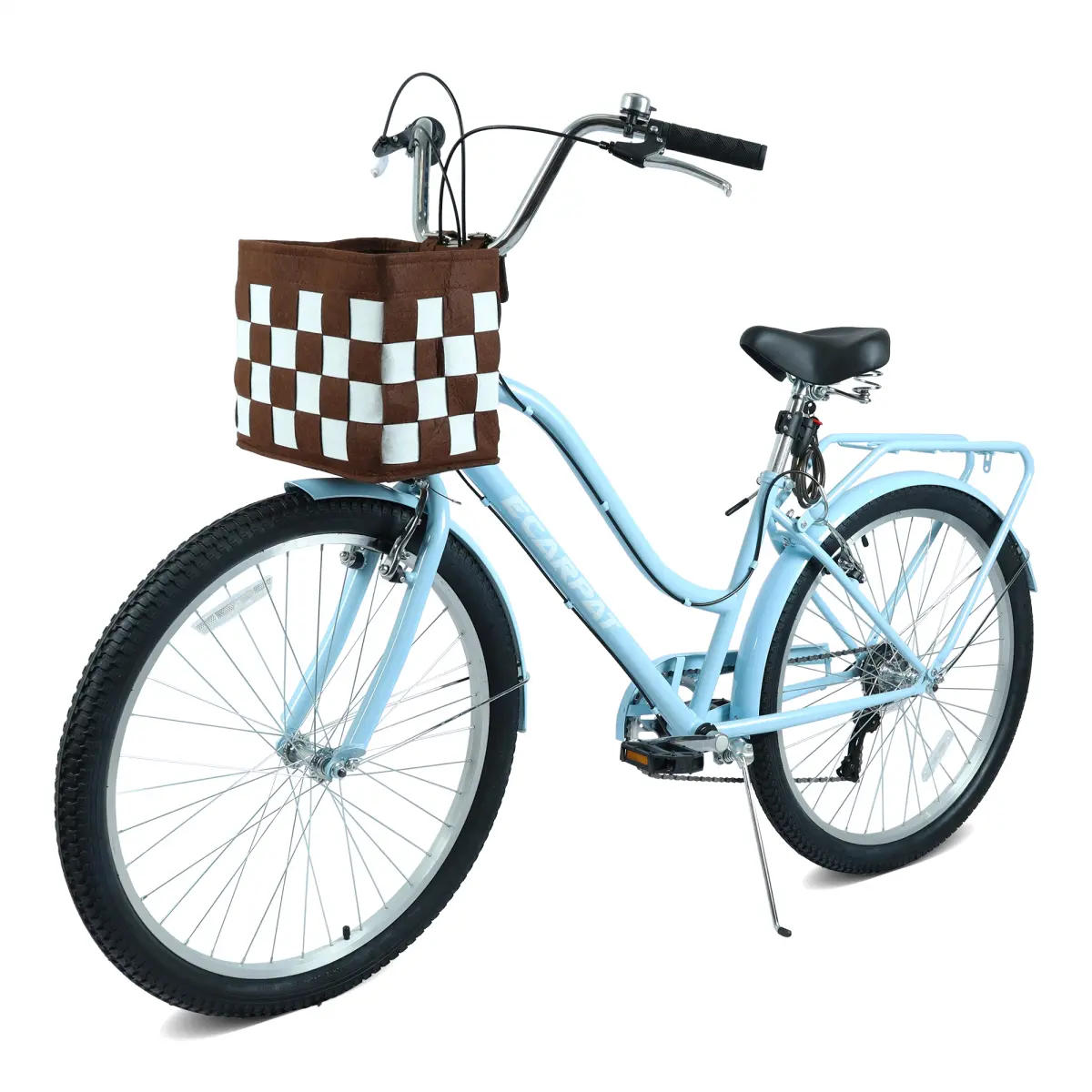 26 Inch 7-Speed City Commuter Bike with Lock & Detachable Basket High-Tensile Steel Frame, Lightweight Alloy Wheels & V-Brakes Multiple Colors for Urban Riding