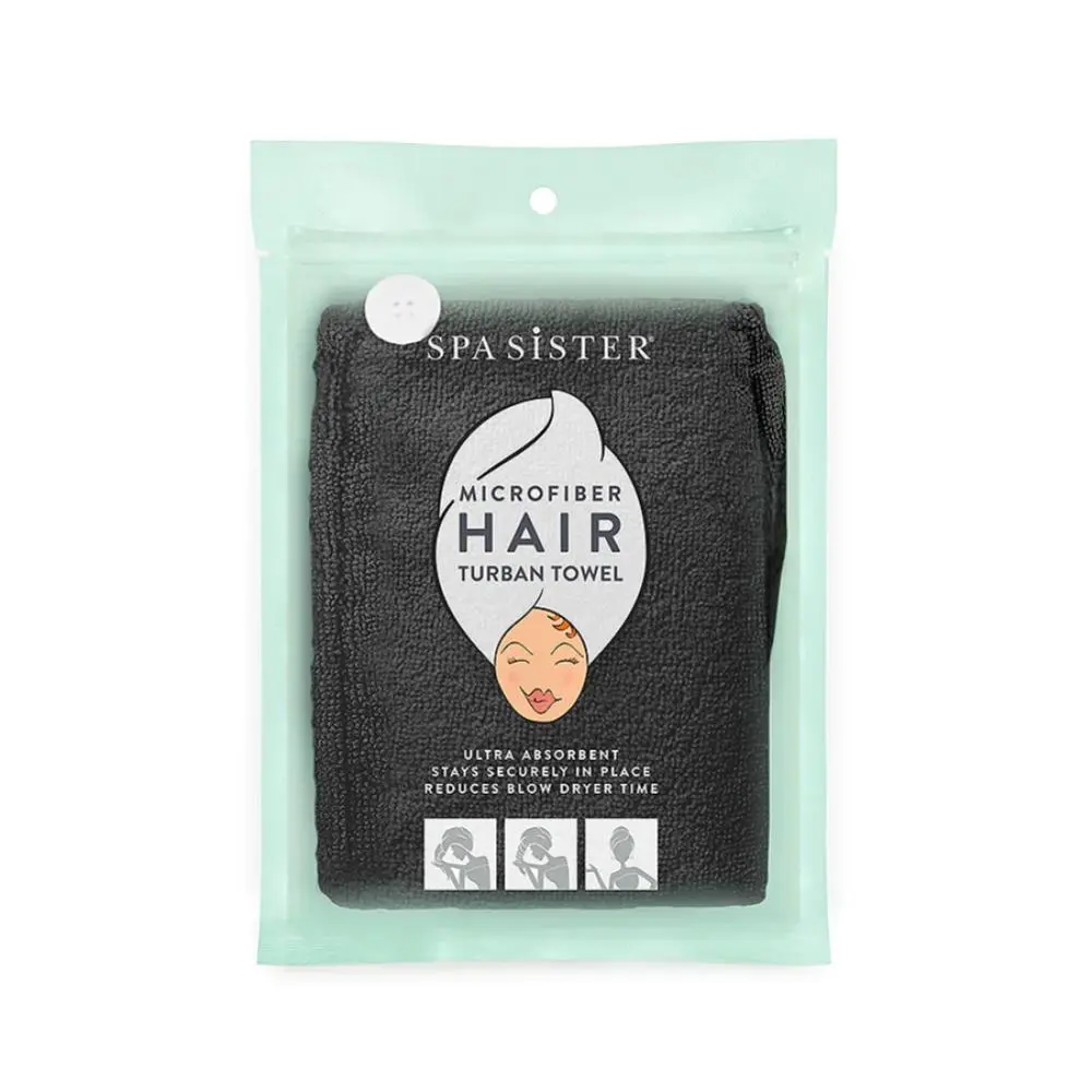 Microfiber Absorbent Bath Towel - Black, for Spa Use and Hair Drying Turban Application, Absorbent Towel, Microfiber Bath Towel, Quick Dry
