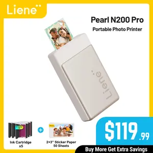 Liene Pearl N200 Pro Portable Photo Printer, Instant Mini Picture Printer for iPhone Smartphone, Thermal Dye Sublimation, Bluetooth Sticker Printer 50 Sheets 2x3 Adhesive Paper & 5 Cartridges, New Arrivals, TechVibes