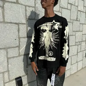 Men's Black Hellstar Classic Casual Long-Sleeve Top