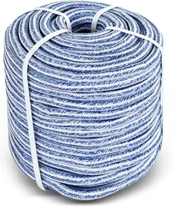 3/4 in x 200FT Arborist Bull Ropes, 24 Strand Tree Rope, High Strength Polyester Rope for Garden, Boat, Swing (Blue and White)