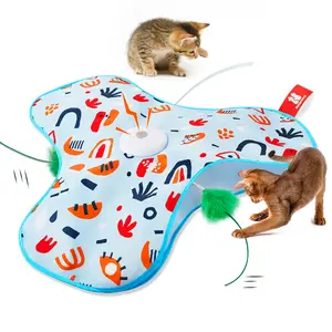 Potaroma Hide and Seek Cat Toy with Moving Feather, Kitten Wand Toy, Automatic Chargeable Interactive Cat Toy