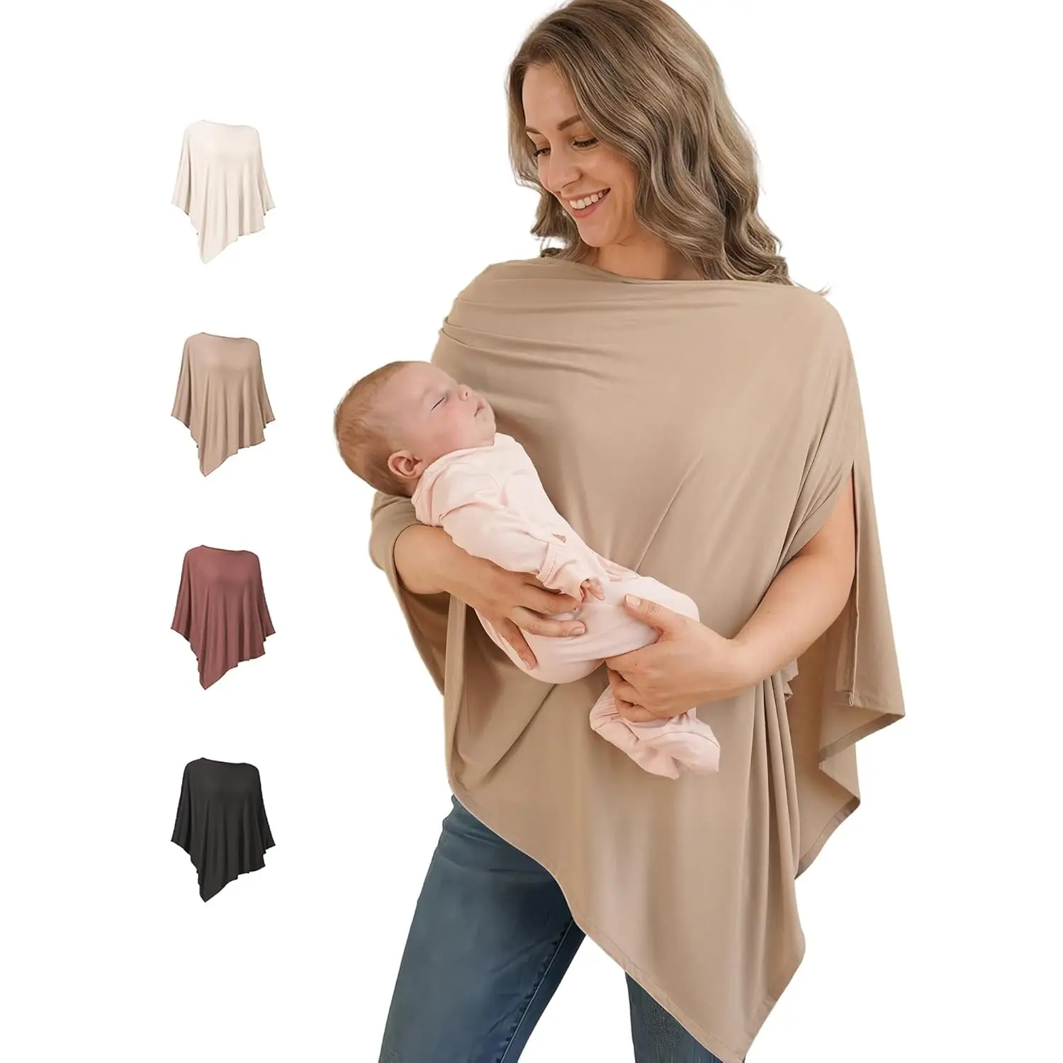 Multi-Use Maternity Nursing Cape, 360° Full Coverage Breastfeeding Cloak, Soft Breathable Nursing Shawl, Portable Breastfeeding Cover, Nursing Accessories