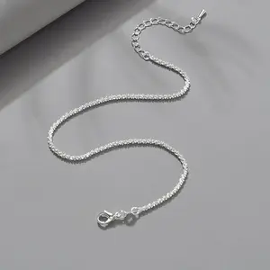Sterling Silver Ankle Bracelets for Women Dainty Adjustable Layered Anklet Set Stackable Cuban Link Anklets Beach Jewelry