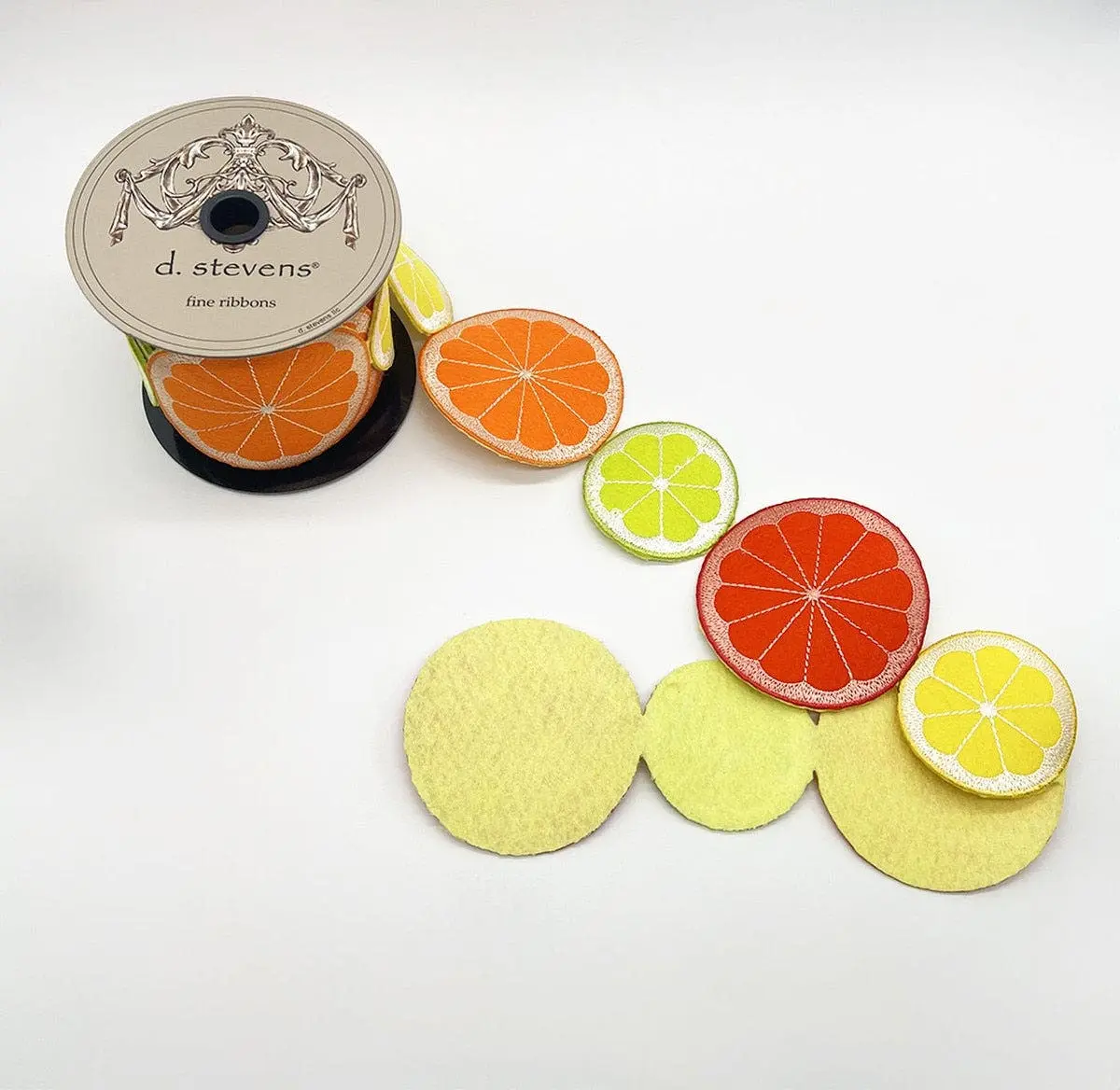 Felt Embroidery Citrus Fruit, Lemon Lime Orange Ribbon