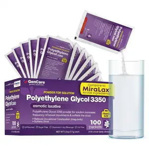 GenCare Polylethylene Glycol 3350 Powder for Solution – 100 Travel Packets – Unflavored Grit-Free Clear PEG 3350 for Occasional Constipation Relief for Women & Men – Generic MiraLAX Laxative Powder