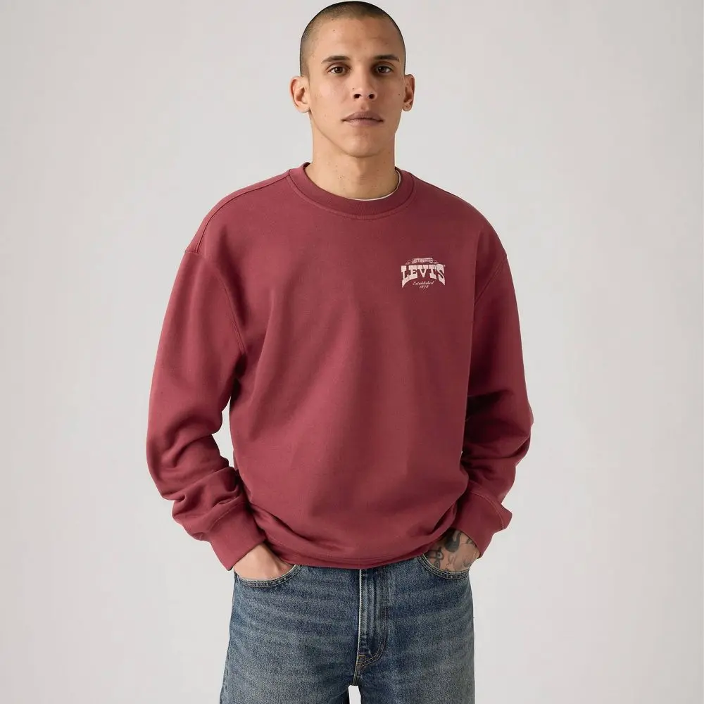 Levi's Men's Relaxed Fit Crewneck Sweatshirt - Burgundy S