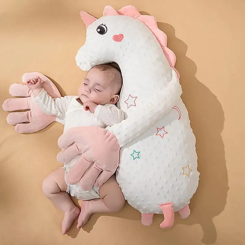 Palm-Shape Baby Sleep Soothing Pillow - Lightweight Unisex Plush Cartoon Patting Pillow with Remote Massage, Polyester-Cotton 0-1 lbs Soft Filler, All-Season Nursery Baby Sound Toy