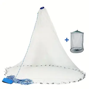 1pc Handmade American Fishing Net, Casting Net, With Heavy Duty Zinc Alloy Sinker, Diameter 3FT/4FT/5FT/6FT/7FT/8FT/9FT/10FT, With Fishing Shrimp Net