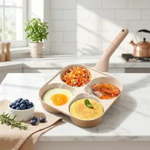 4-Cup Multi-Cavity Nonstick Egg Frying Pan - Granite Coat 4-in-1 Breakfast Skillet, Cookware for Eggs and Pancakes, Compatible with Gas and Induction Stoves
