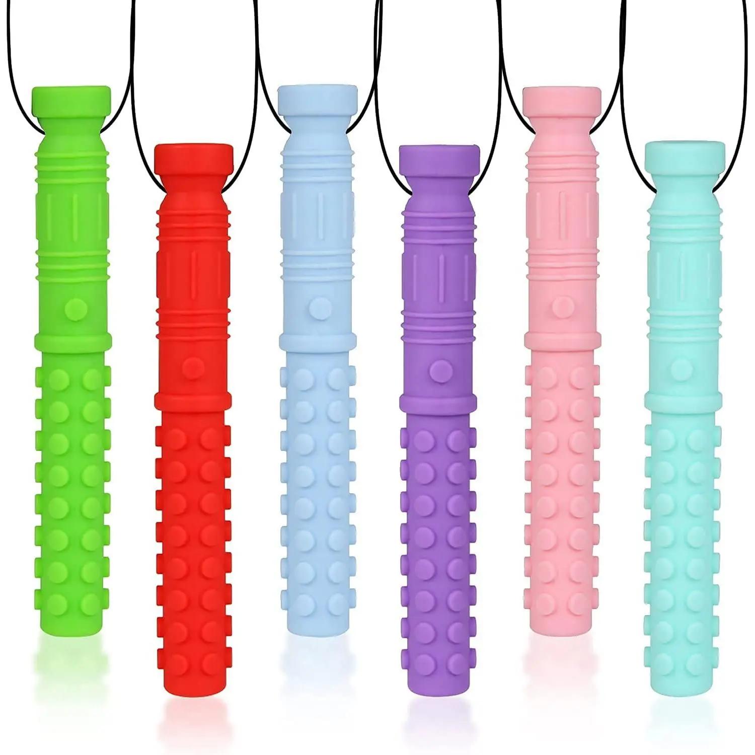 6 Pack Mace Chew Necklace for Sensory Kids, BPA Free, Food-Grade Silicone Oral Motor Aids Chew Necklace Sensory for Autism, ADHD, Anxiety, or Other Special Needs