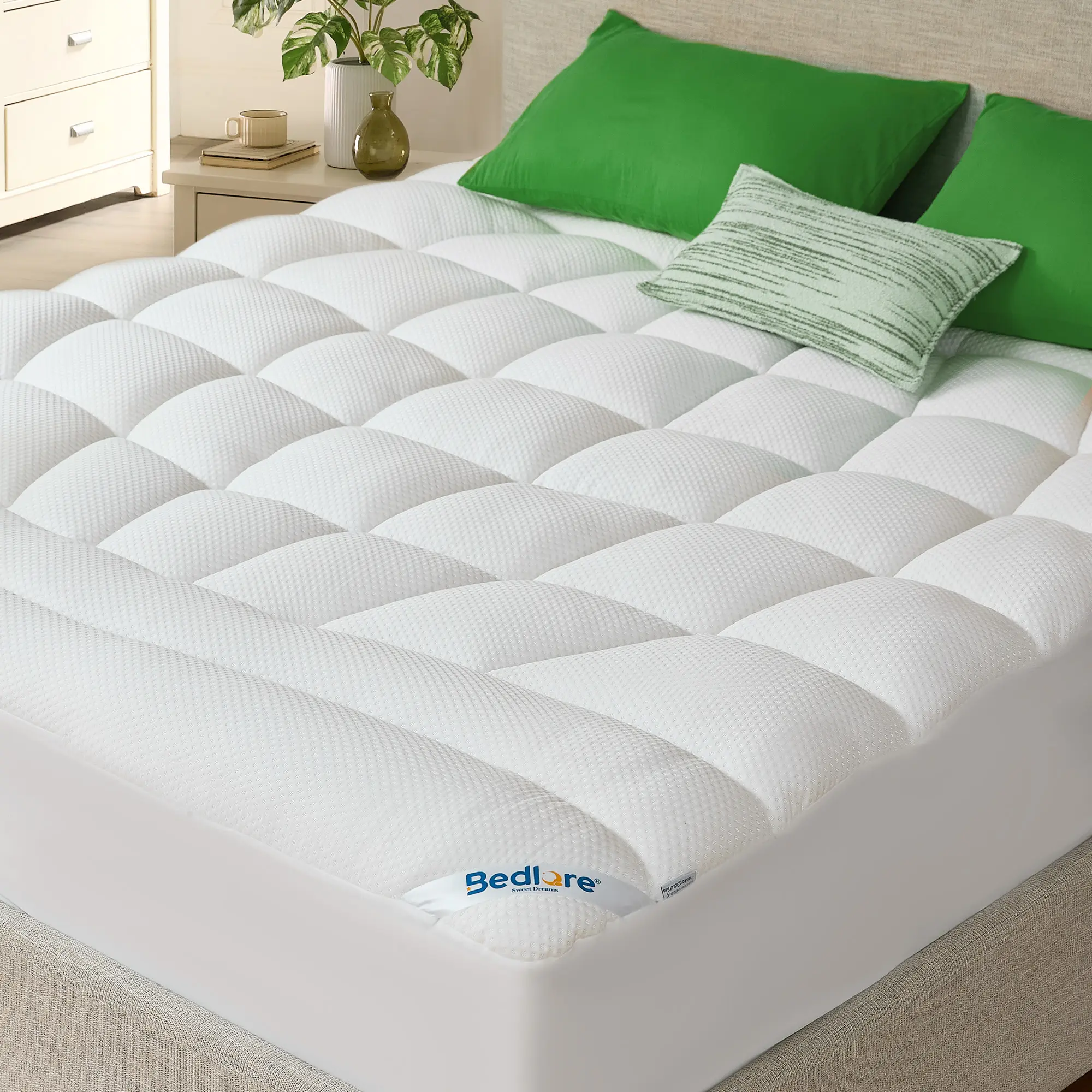 【BEDLORE】Mattress Topper, Ultra Soft Tencel Blend Pillow Top Mattress Pad for Back Pain Relief, 800 GSM Extra Thick and Breathable Cooling Mattress Cover with 6-18 Inch Deep Pocket