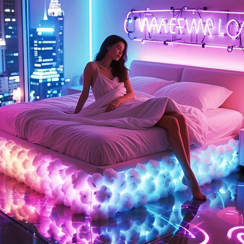 3D Thunderstorm Night Light with Music Sync Mode, Smart RGB LED Strip, USB Powered, Wall Mounted/installed, Color Changing Ambiance Lighting, Led Ambient Light