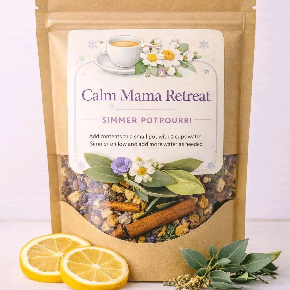 Calm Mama Retreat All Natural Botanical Scented Flower Potpourri - Lavender Buds, Chamomile, Eucalyptus, Lemon - Handmade Home Supplies Fragrance - Stress Relief, Cozy Home Vibes, Resealable Kraft Pouch - Ideal Mother’s Day Gift, Aroma, Default, Natural H