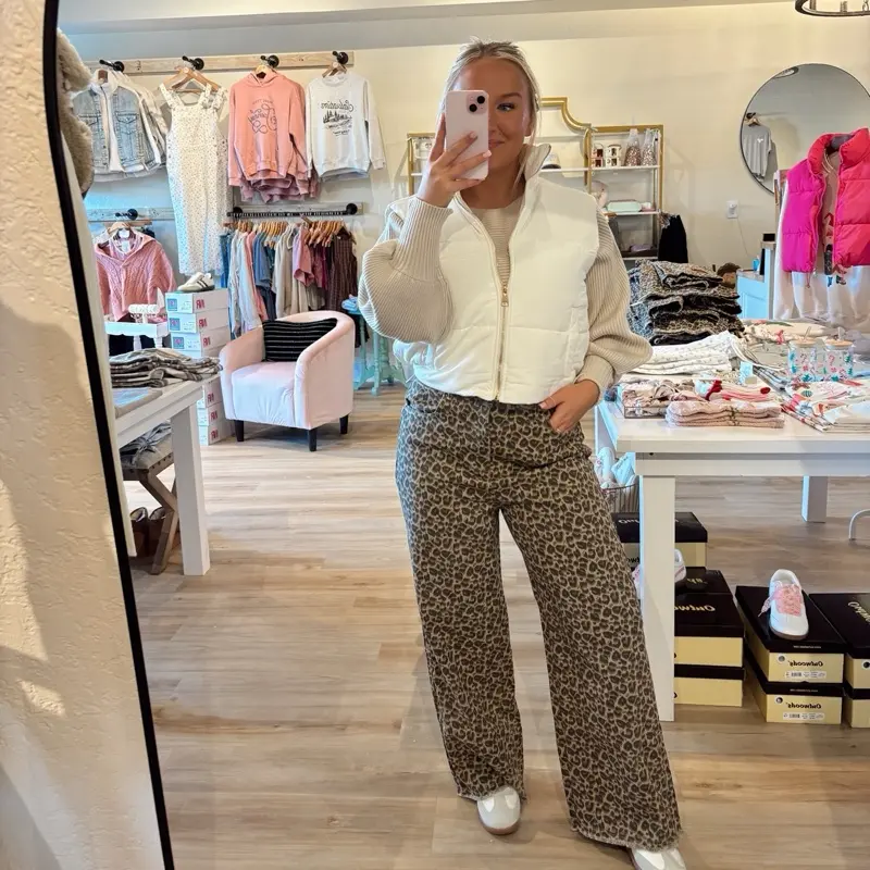 Cheetah Print Denim Pants Cheetah Print Denim Pants