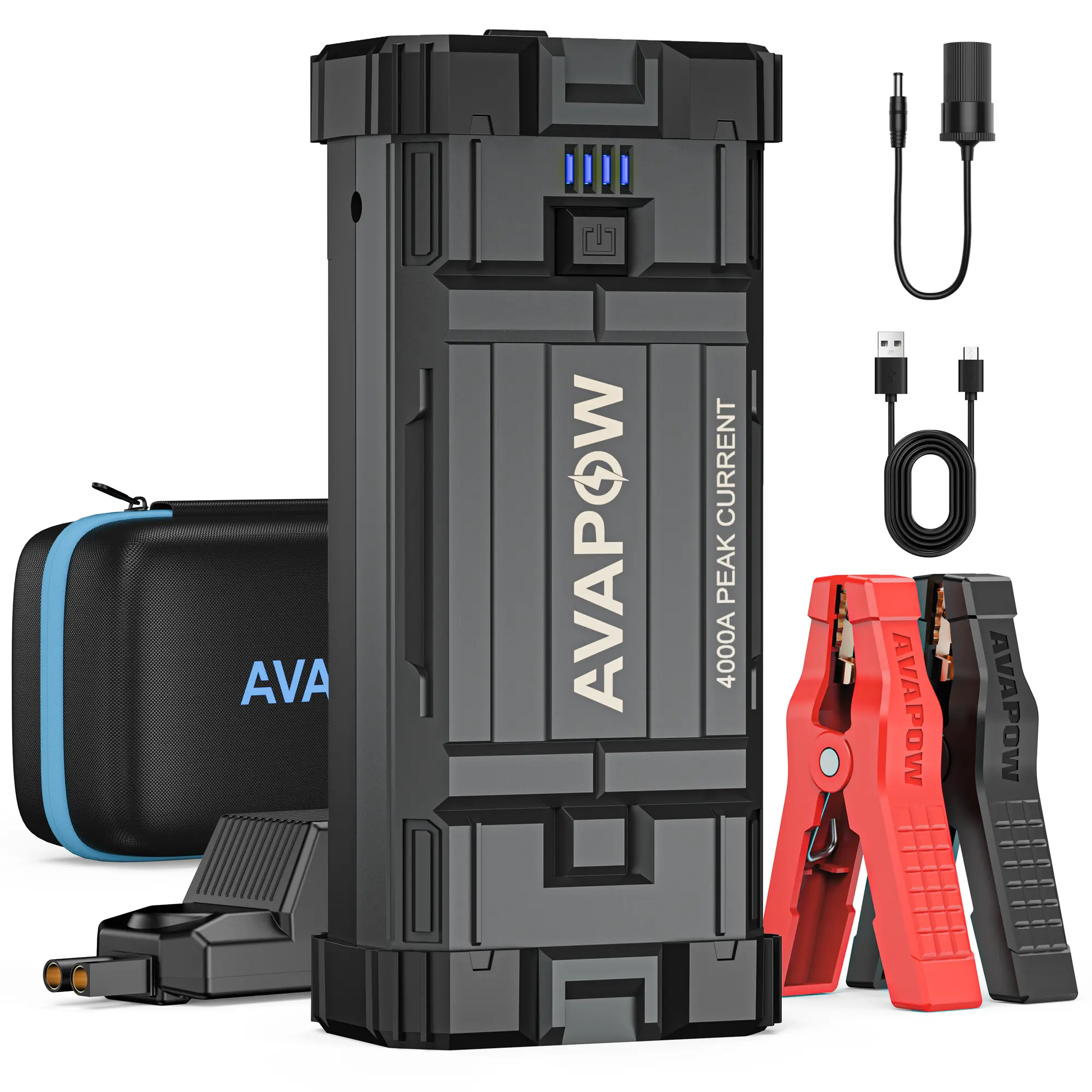 AVAPOW 4000A Car Jump Starter,Power Battery Jump Starter(for All Gas or Up to 10L Diesel), Portable Booster Power Pack,12V Auto Jump Box, LED Light,Auto