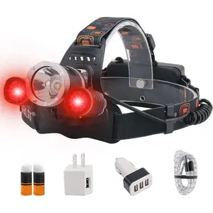 RJ-3000 Rechargeabe LED Headlamp 5000 Lumens with Red Light, 3 Modes Super Bright USB  Lamp IPX4  Headlight for Adults USB Outdoor Fishing Camping
