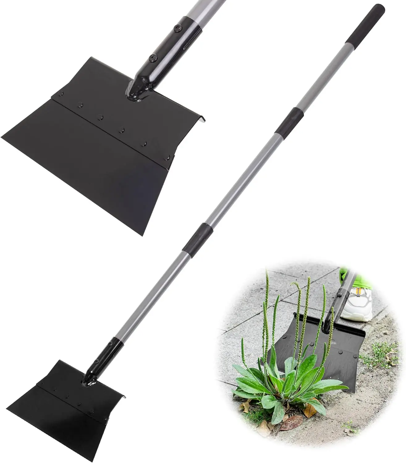 Multifunctional Garden Cleaning Shovel - Heavy Duty Steel Flat With 54" Adjustable Handle, Gardening Scraper, Outdoor Spade Tool for Weeding, Lawn Edging, Digging, Ice Removal