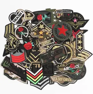 50pcs Random Assorted Styles Embroidered Patches, Funny Tactical Military Patches, Sew On/Iron On Patch Applique for Clothing Accessories (50PCS Camouflage Set)