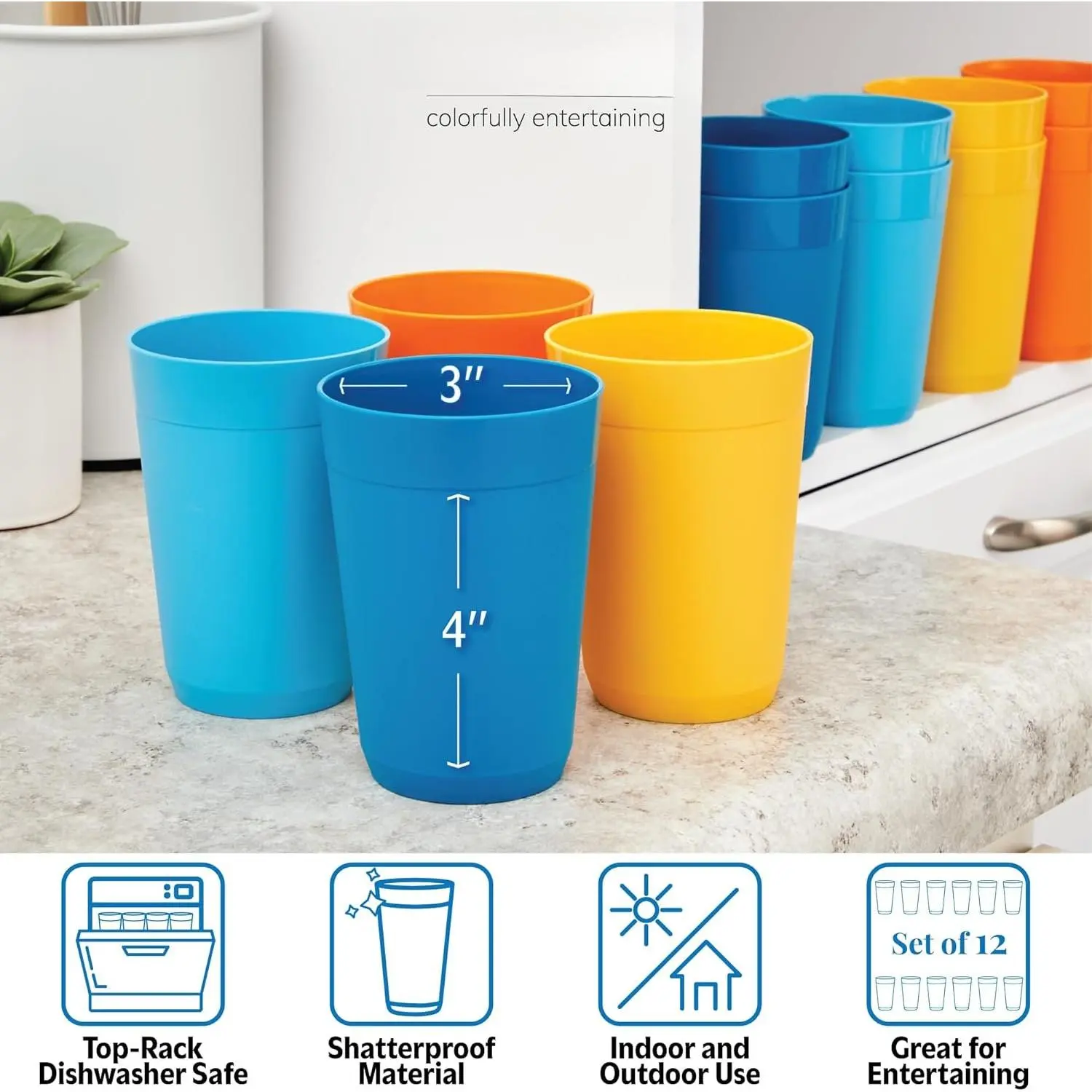 Newport 10 ounce Unbreakable Plastic Stackable Juice Tumblers in 4 Sunrise  Colors | Set of 12 Drinking Cups | Reable, BPA-free, the A, Top-rack  Dishwasher and Microwave Safe - TikTok Shop