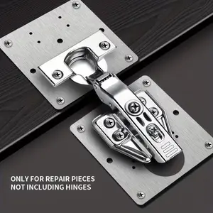 56-Piece Stainless Steel Cabinet Hinge Repair Plate Set with 8 Repair Plates and 48 Screws, Easy Installation for Strengthening Cabinet Doors, Repair Kit