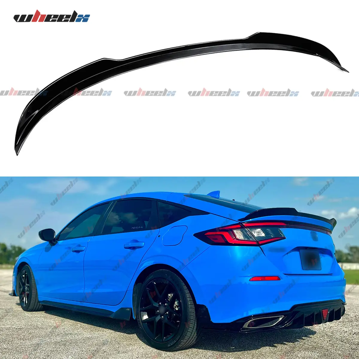 2022-2026 – Honda Civic 5-Door Hatchback FL2 – Glossy Black High-Kick Trunk Spoiler , FL5, V2 & Type-R, Compatible with HPD Spoiler for Co-Installation
