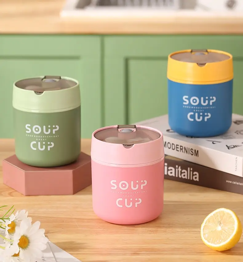 Portable Vacuum Insulated Stainless Steel Soup Cup with Spoon & Lid - Vacuum Flasks, Tumbler, Porridge & Lunch Food Container, Mini Thermal Lunch Box, Tumbler With Lid Vacuum Flasks