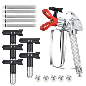 12 Pcs Airless Paint Sprayer Gun with Nozzle Guard Spray Tips and Airless Paint Spray Gun Filter for Spraying Machine Accessories (211,313,415,517,623) Paint Spraying Tool