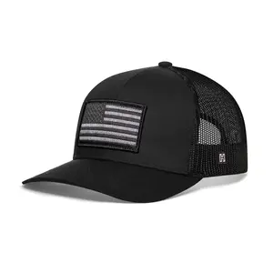 American Flag Trucker Hat  |  Black USA Tactical Snapback
