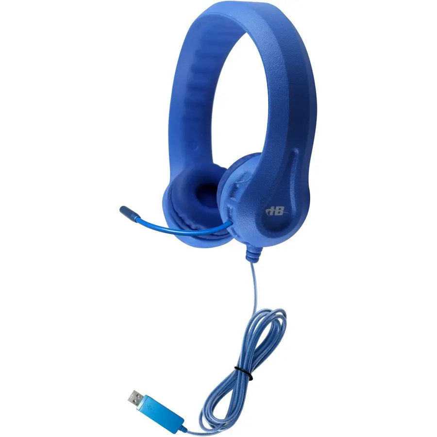 Hamilton Buhl Kid's Flex-Phones USB Headphone with Microphone, Wired Audio USB Plug Set, Blue KFX2UBLU