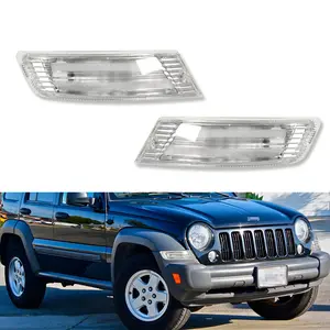 2pcs Clear Fender Mounted Marker Signal Corner Parking Lights For 2005 2006 2007 Jeep Liberty,Replace OEM 55156766AE, 55156767AE, CH2521143, CH2520143