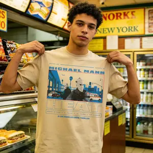 Retro 90s Action Movie Graphic Tee: Los Angeles Bank Robbery Film Heat T-Shirt