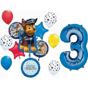 Paw Pups on Patrol 3rd Birthday Party Supplies Chase 13pc Balloon Bouquet Decorations