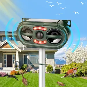 Solar Ultrasonic Animal Repeller, Multifunctional LED Flashing Mouse Deterrent, Rodent Repellent, Outdoor Use, Effective Pest Control Device, Alarm Sound