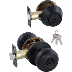 All Keyed Identical Deadbolt Door knob Single Cylinder Deadbolt Lock Combo Set, Classic Matte Black Exterior Door Knobs with Deadbolt Entrance and Front Door Lock