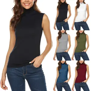 Women's Fall Sleeveless Mock Turtleneck Tank Top, Base Layer Business Office Work Going Out Vest Cute Clothes, Women High Neck Casual Stretch Fitted Underwear Tee Shirt, Basic Elegant Womenswear for Fall Winter Outfits Y2K Clothes