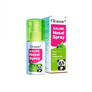 MOMMED x Cleanote Saline Nasal Spray with Peppermint 2.03 FL OZ Allergy Relief Fine Mist for Kids 3+ & Adults 360° Rotatable Nozzle