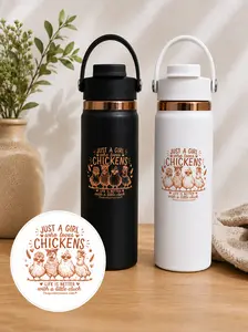 Chicken lovers copper gold engraved water bottle